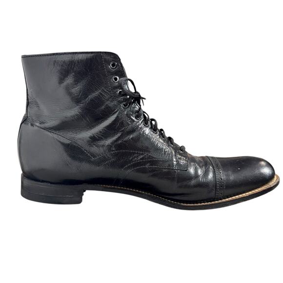 Stacy Adams Boot Men 11D Madison Boot High Top Biscuit Toe Black Leather Classic - Picture 1 of 11